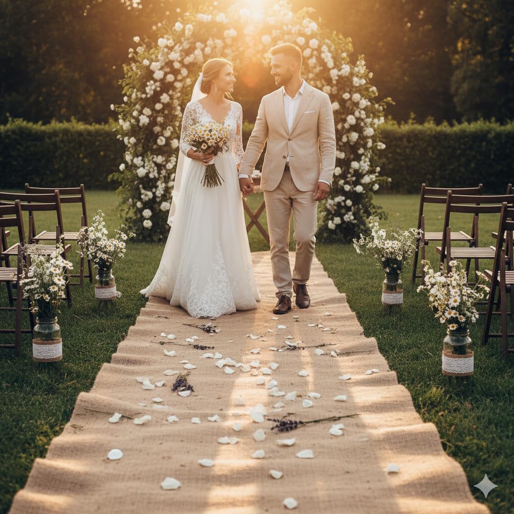 AAYU Burlap Fabric Roll | 40-Inch Wide x 150 ft Long | 40" by 50 Yards | Non- Fraying | Tightly Woven | Great for Outdoor Wedding Runners