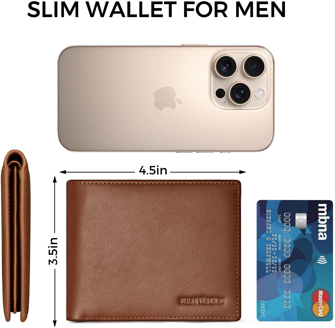Genuine Leather Wallet for Men 12 Cards Mens Wallet Bifold Rfid Blocking with 2 ID Windows Card Holder Wallet with Gift Box - Image 6