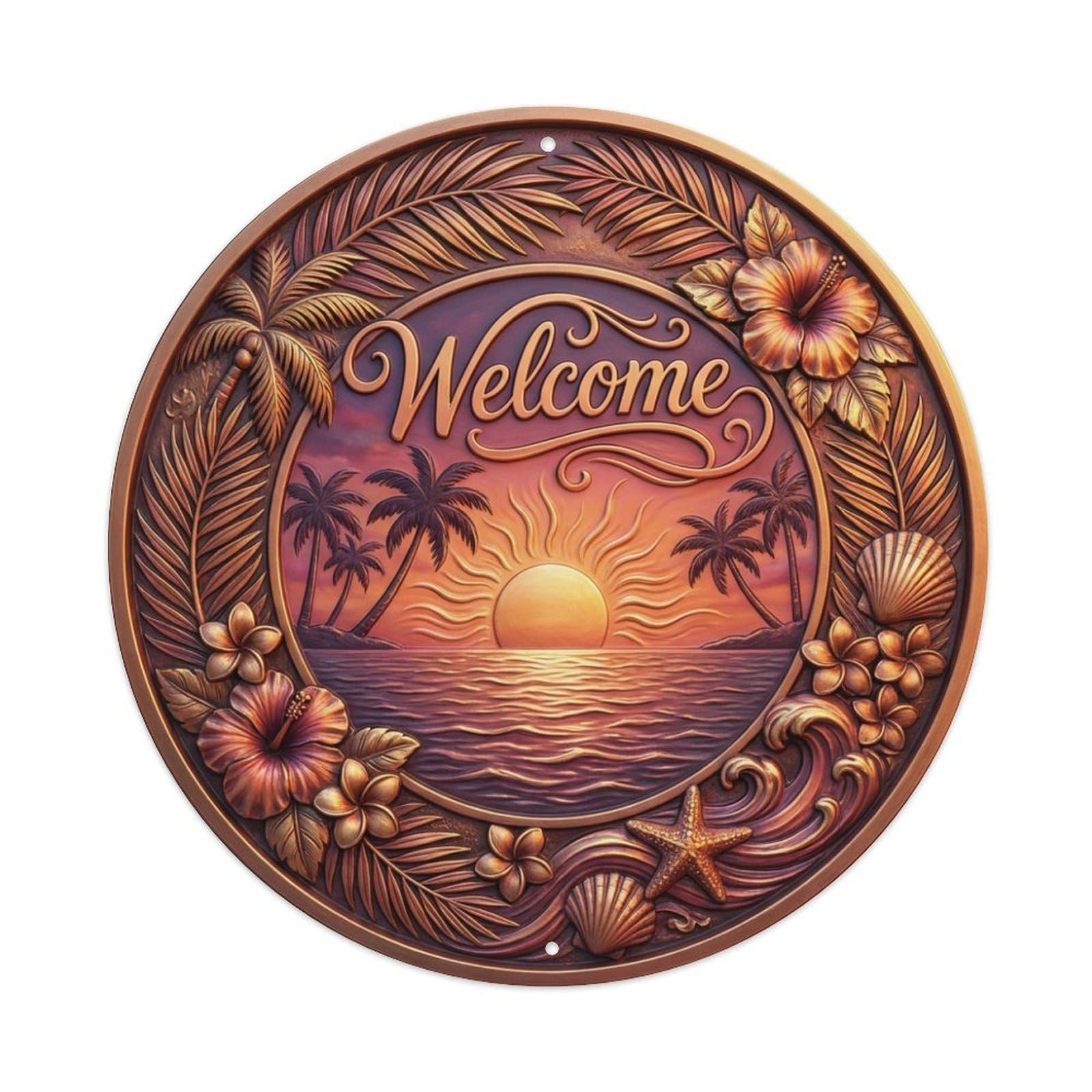 Tgrcjimh Style Metal Tin Sign Sunset Beach Welcome Golden Hour