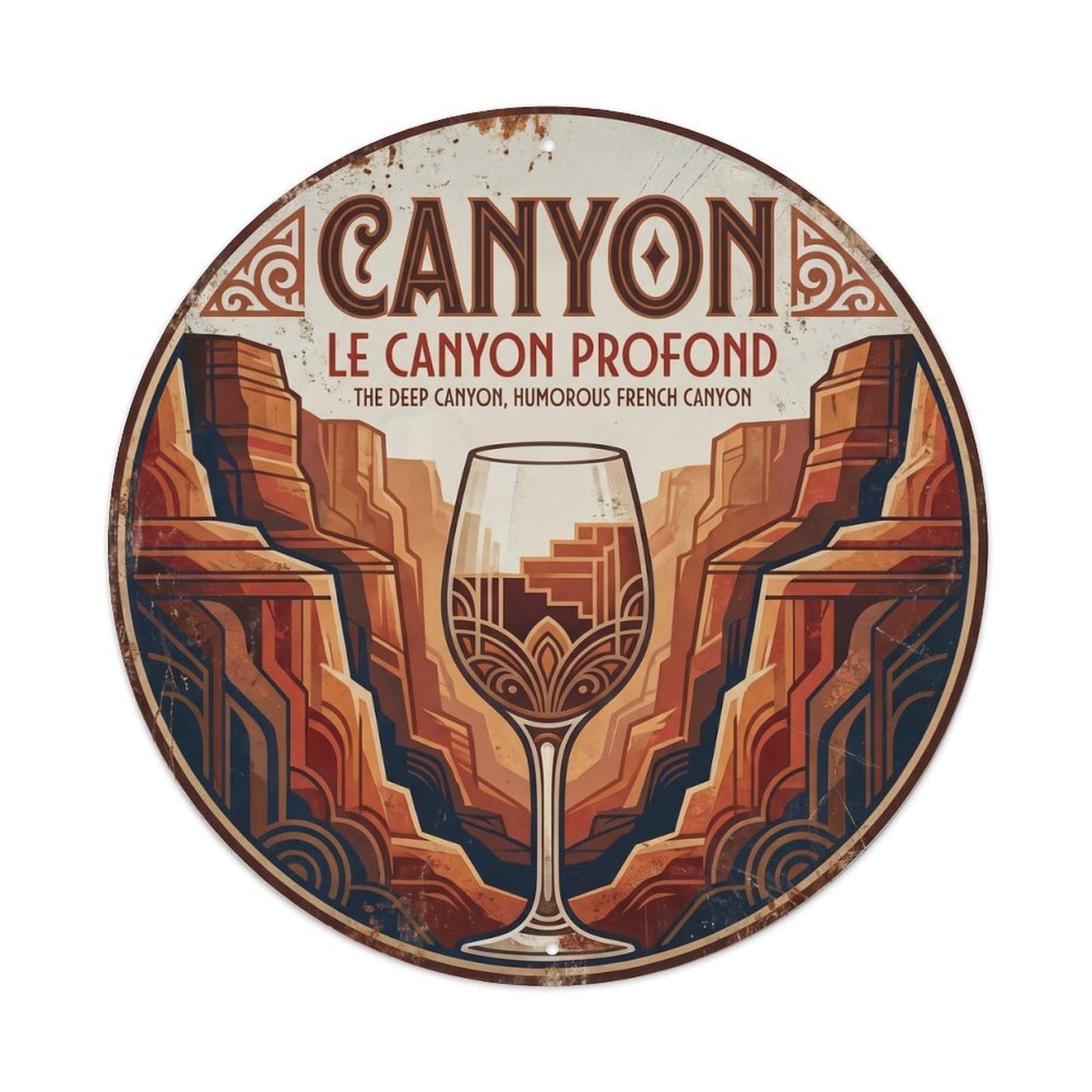 Canyon Humorous Mancave Canyon Metal Tin Sign Plaque Wall Decor for Cafe, Club Bar, Office, Home Garden Round Metal Poster 8x8Inch