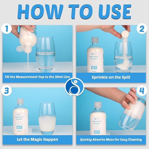 Super Absorbent Powder for Bodily Fluids & Spills 380g | Spill Kit Essential for Quick Cleanup & Hygiene, Hospitals & Care Homes | Bio-Lec Mobility