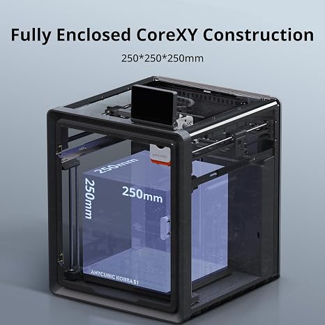 ANYCUBIC Kobra S1 3D Printer,Smart Multicolor FDM Printer, 600mm/s High Speed, Enclosed CoreXY Structure,LeviQ 3.0 Automatic Leveling,AI Monitoring for Beginners and Expert,Print Size 250*250*250mm