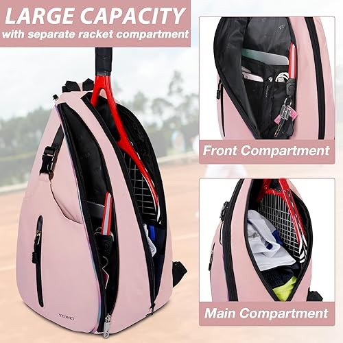 Miniatura 2 de Ytonet Bolsa de tenis, mochila cruzada resistente al agua para hombres y mujeres, compatible con raquetas de bádminton de pickleball