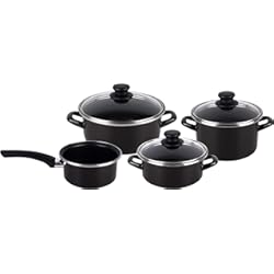 Bateria De Cocina El Volcan Magefesa Kenia Bateria de cocina 7 piezas, inducción, antiadherente libre de PFOA, limpieza lavavajillas apta para todas las cocinas, vitroceramica, gas