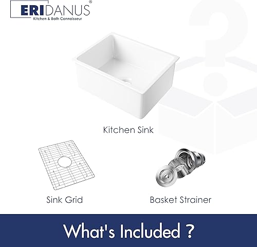 Miniatura 2 de Fregadero de cocina rectangular de cerámica Eridanus de 24 pulgadas, 23-12 x 18-12 x 10 pulgadas