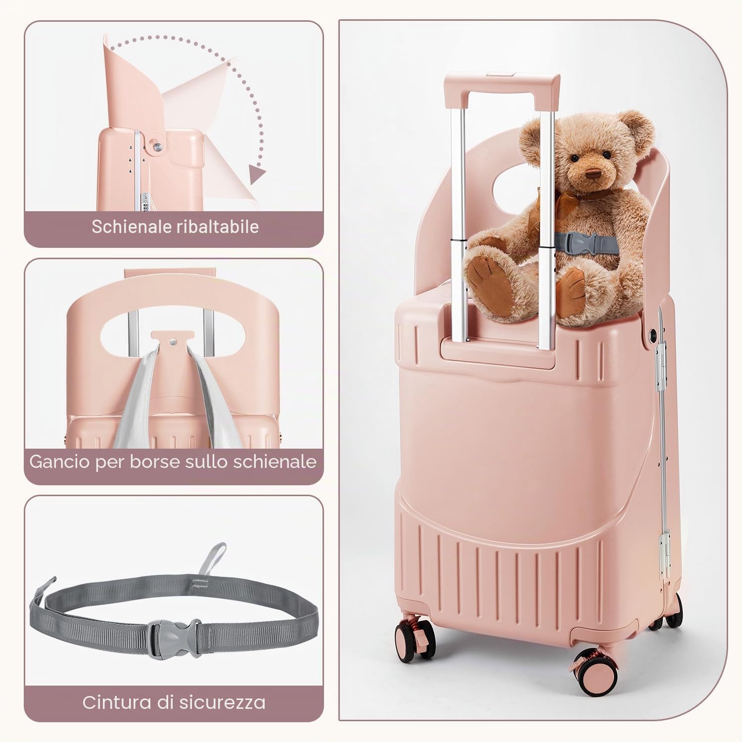 MRPLUM Ride On Bagagli con Sedile,pink