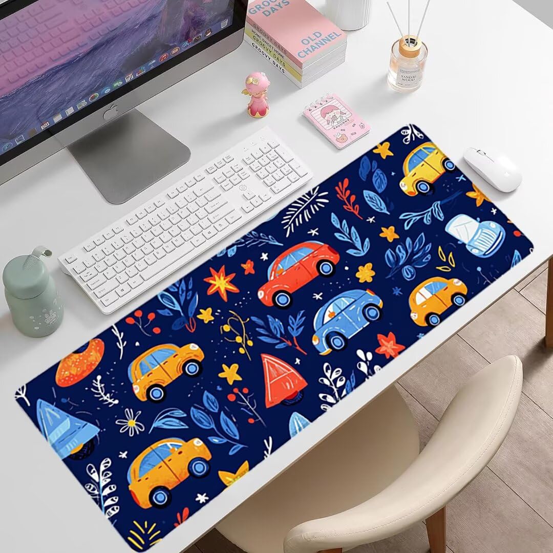 Podkładka pod mysz do gier XXL - 1400x600x3mm - Prosta duża antypoślizgowa podkładka pod klawiaturę biurową z przeszytymi krawędziami, niebieska duża podkładka pod mysz do gier do biura i domu