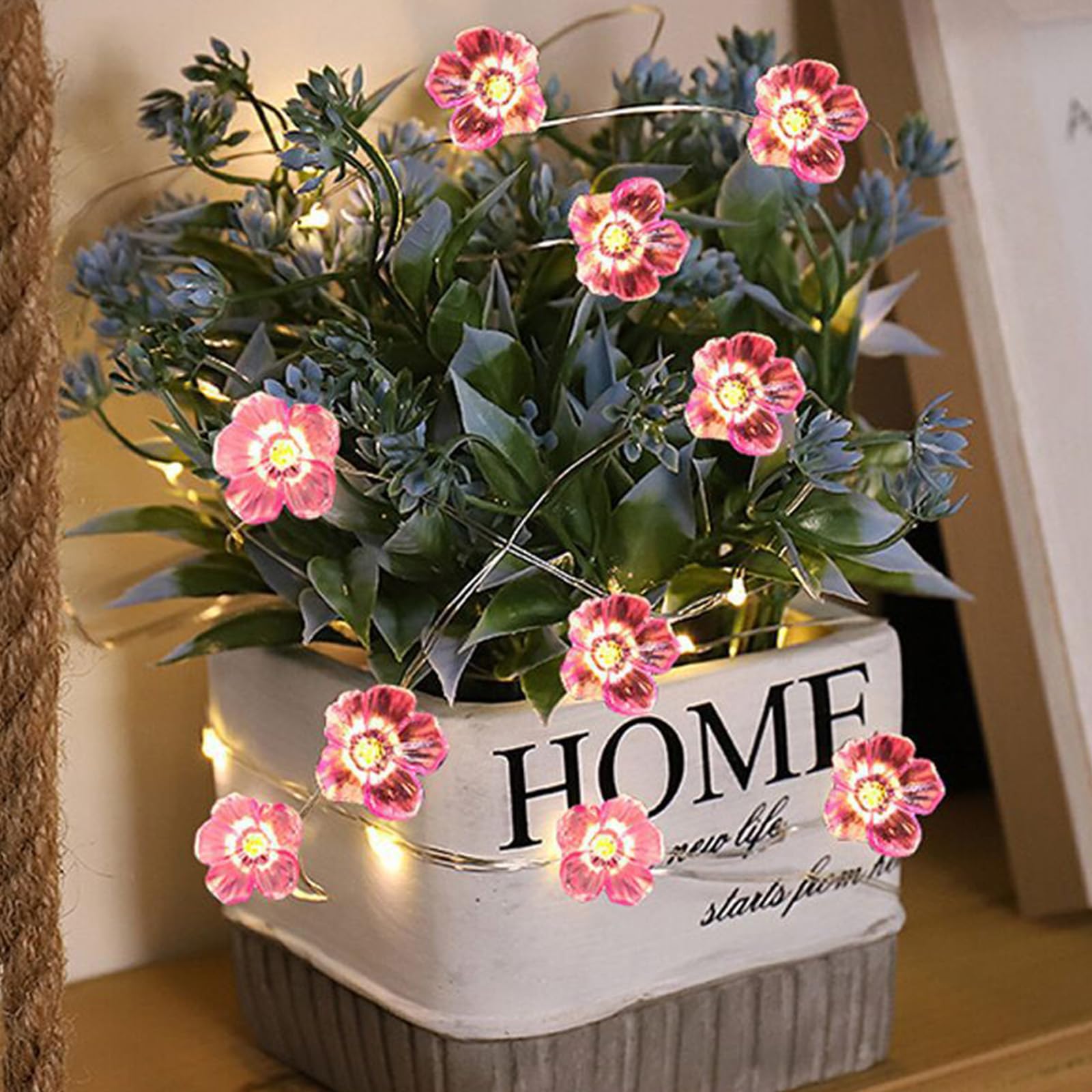 2M Pink Cherry Blossom Fairy Lights with 20 LED,Battery Operated Flower String Lights for Bedroom Decor,Indoor Spring Christmas Decorations,Romantic Gift for Girls Room,Wedding,Party (Purple, 1Pack)