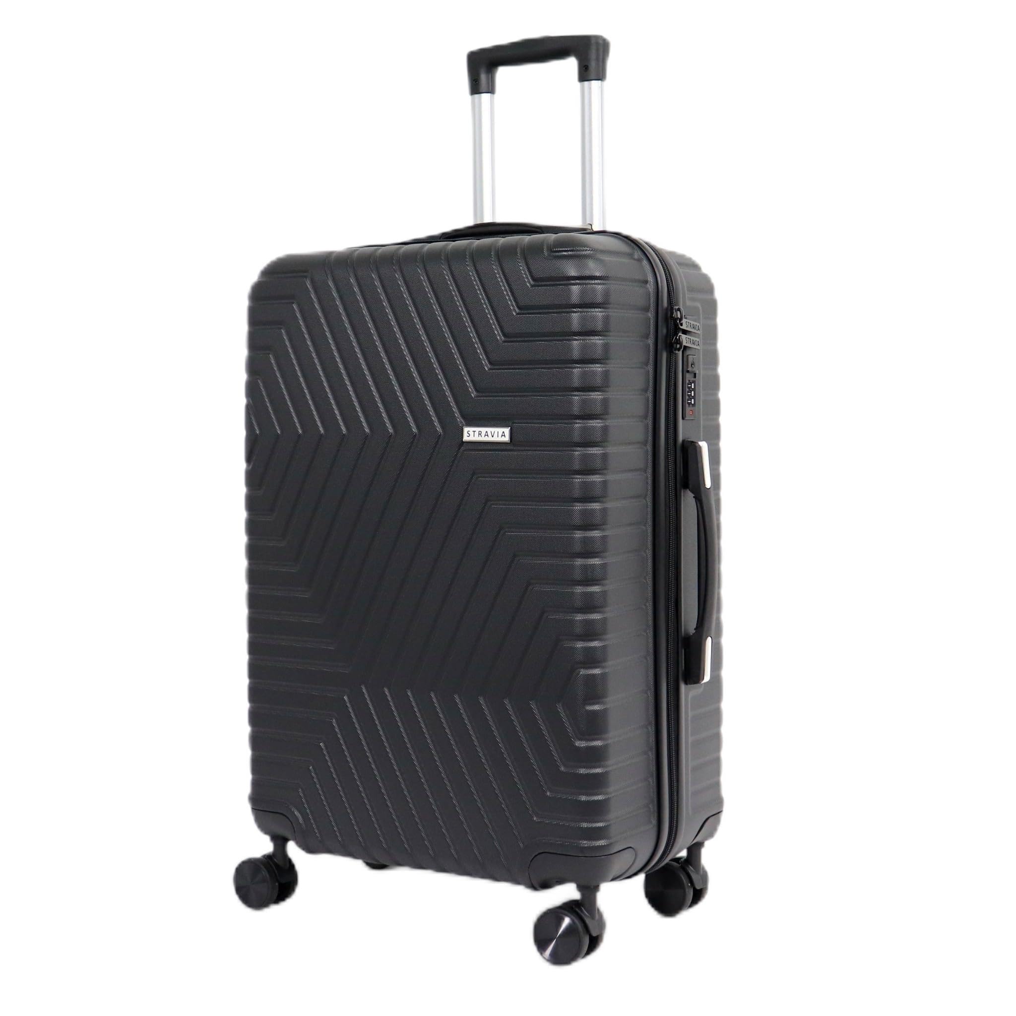 Del – Valise Moyenne 65 cm – ABS Légère et Résistante – Bagage Rigide – Serrure à Code Sécurisée – 4 Roues Double Ultra Fluides – Noir – 65 x 44 x 26 cm