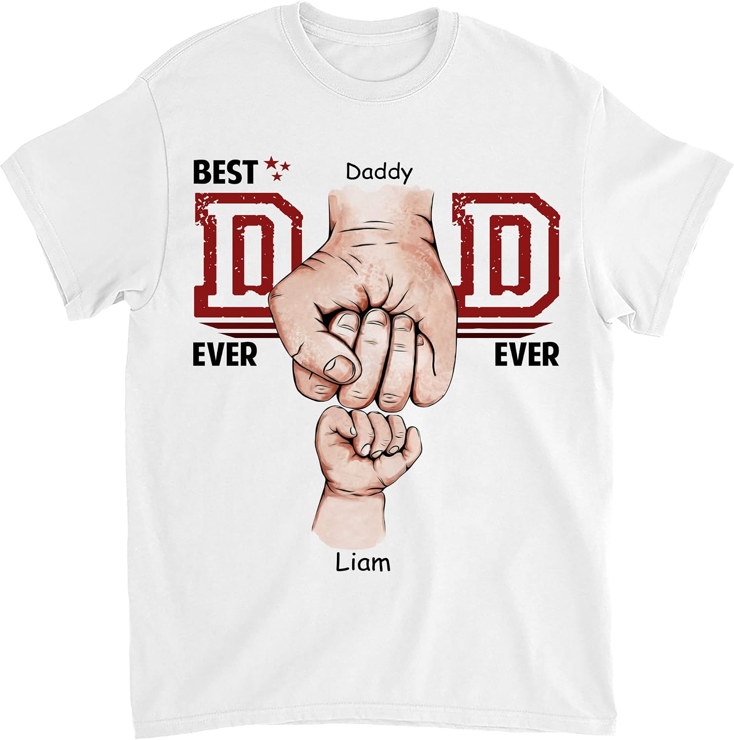 Gossby Personalized Best Dad Ever T-Shirt Fist Bump for Dad, Birthday, Christmas