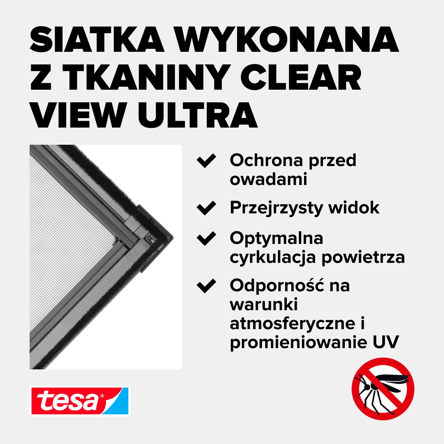 tesa INSECT STOP FALT Aluminum Frame for Windows - składana aluminiowa rama, siatka z regulacją teleskopową - 80 x 80 cm do 140 x 140 cm - antracyt