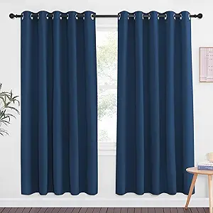 NICETOWN Moroccan Blue Blackout Curtains for Bedroom 72 Inches Long, Thermal Insulated Room Darkening Grommet Window Curtains for Living Room Nursery, 66 inch x 72 inche, 1 Panel