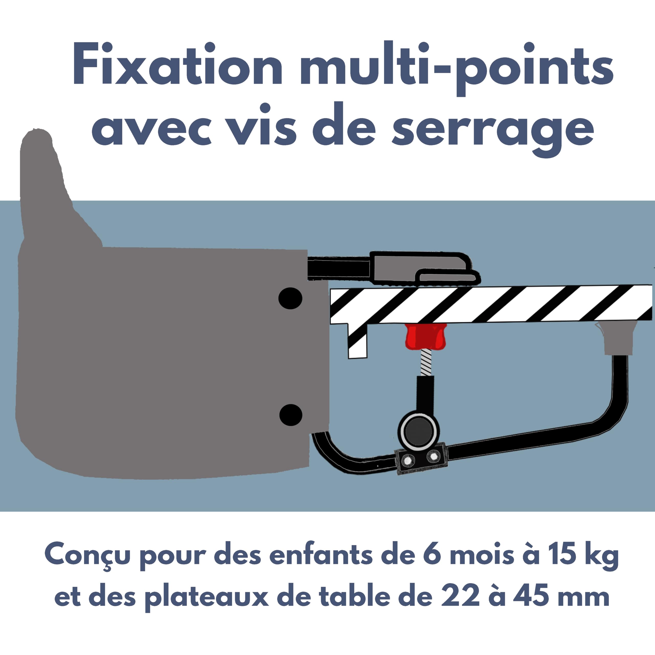 Looping Siège de Table Bébé Pliable | Fixation Sécurisée 4 points, Nomade et Compact | GRIS Chiné