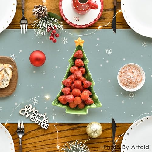 Miniatura 4 de Artoid Mode Camino de mesa de invierno con copos de nieve, diseño de piños bohemios de Navidad de temporada, decoración de mesa de comedor para