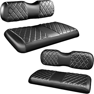 NOKINS 4PCS Golf Cart Diamond Seat Covers Kit,Front and Rear Seat Covers Fits for