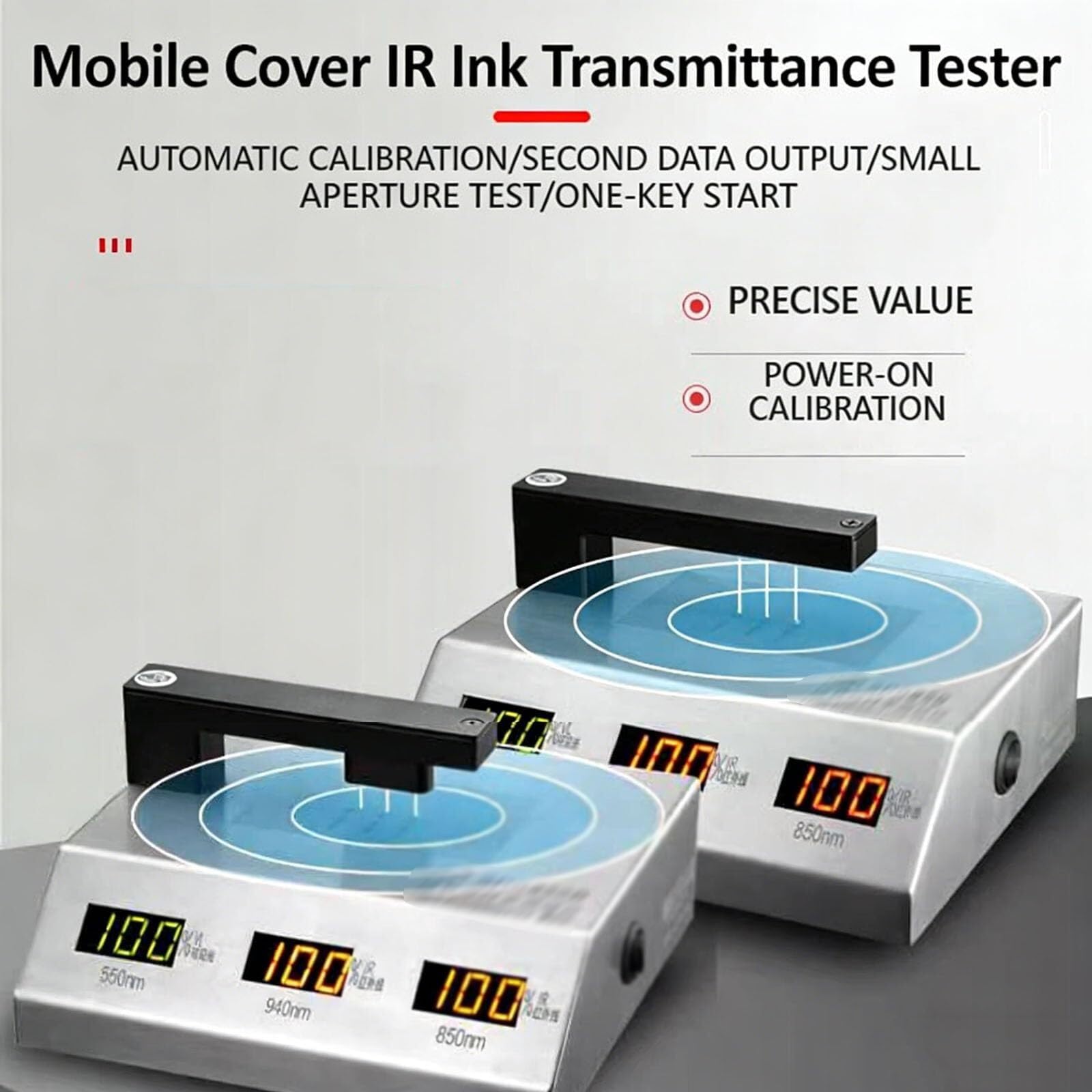 Medidor de transmitancia de lente óptica, probador de tinta de aceite de apertura, detector de transmisión de luz digital preciso para cubierta móvil, control de calidad de componentes electrónicos