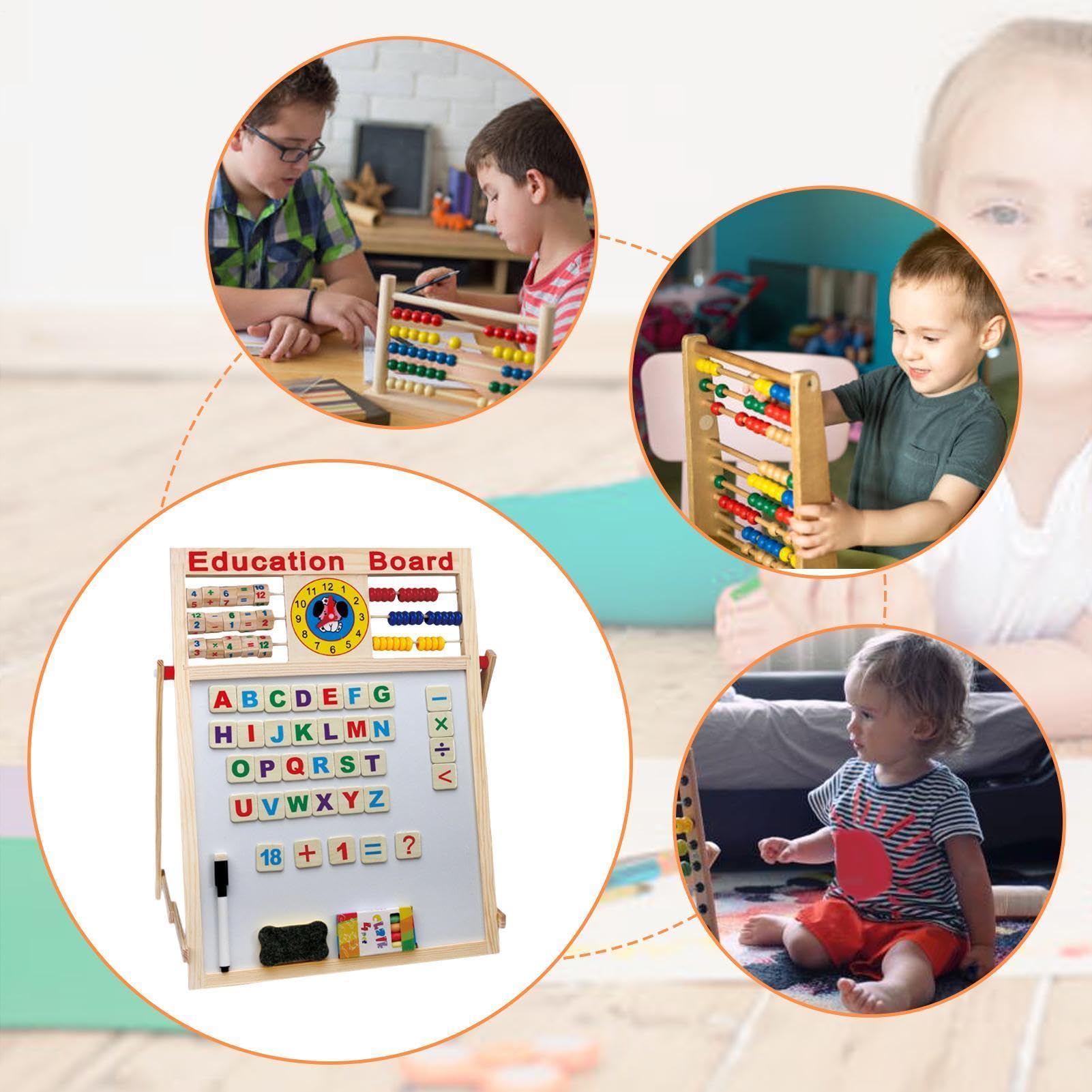 Pizarra para niños – Soporte magnético de doble cara de madera de borrado