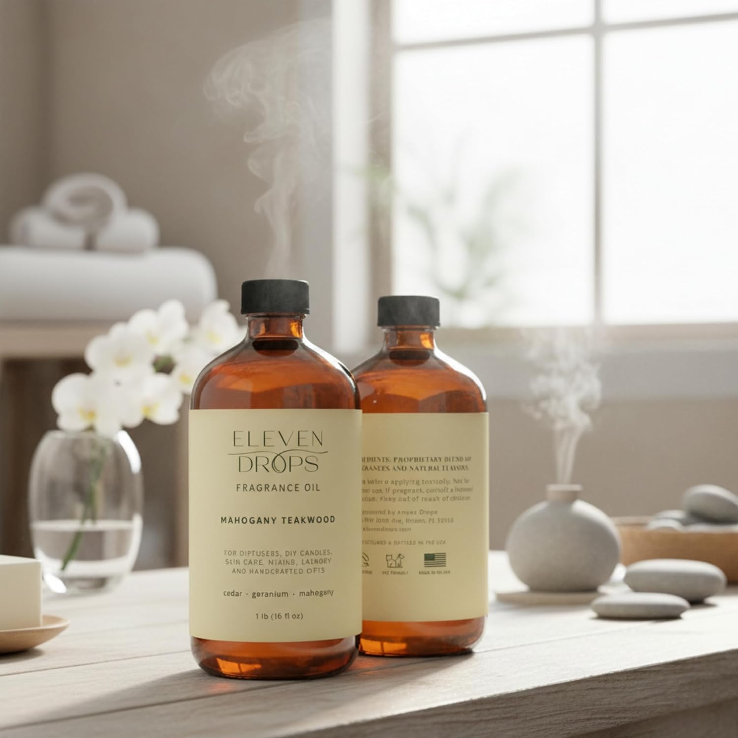 Mahogany Teakwood Diffuser Oil – Premium Fragrance Oil for Cold Air Diffusers, Home, Office, DIY Candles – Rich Woody Aroma, Long Lasting, Pet Friendly, Made in USA, 16 Fl.Oz Glass Bottle - Image 8