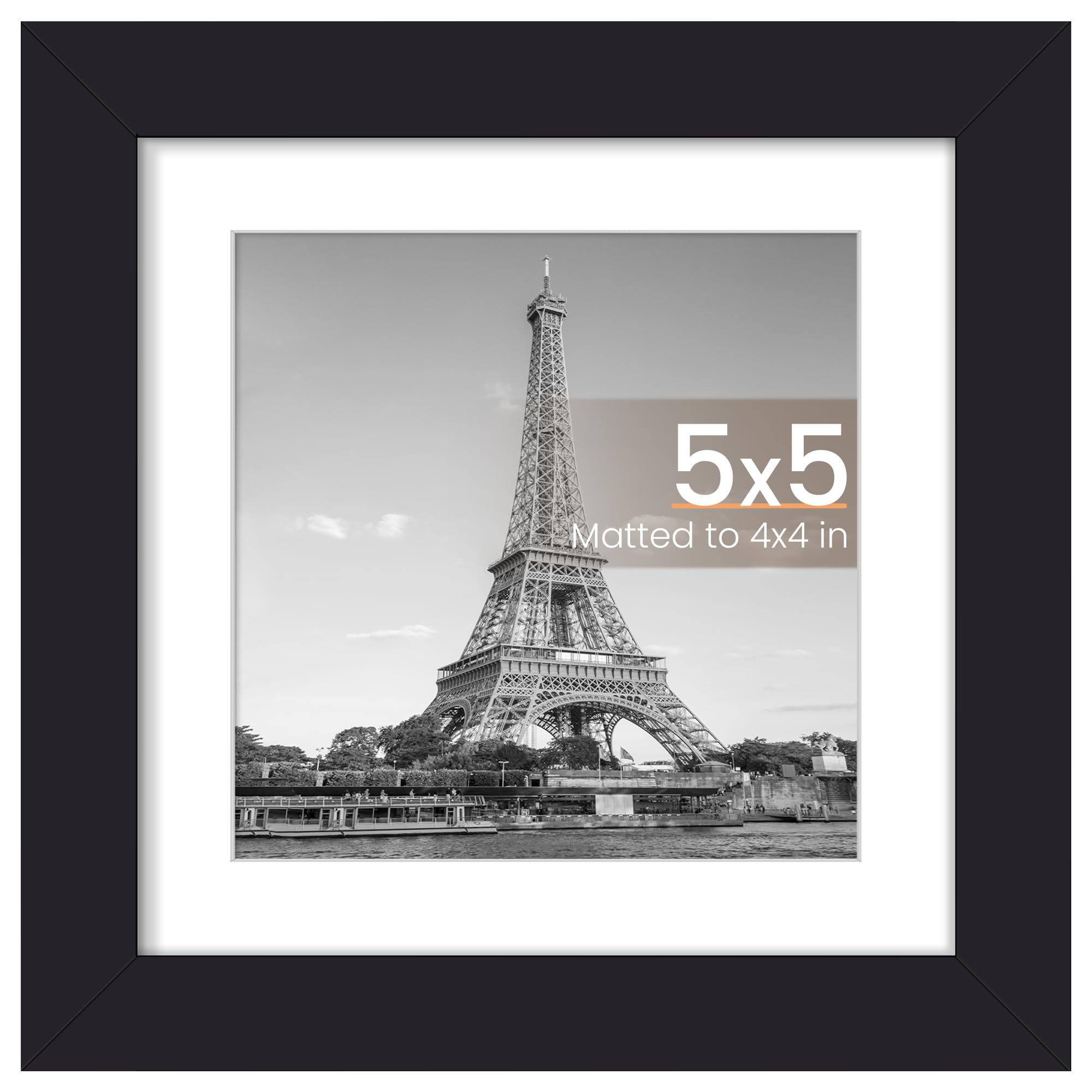 Photo 1 of *MAJOR DAMAGE*
upsimples 5x5 Picture Frame, Display Pictures 4x4 with Mat or 5x5 Without, Wall Hanging Photo Frames, Black, 1 Pack
