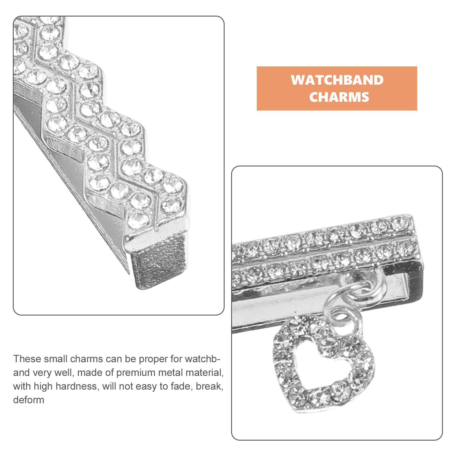 ULTECHNOVO Breloques en Métal pour Bracelet de Montre en Silicone, Lot de 3 Pièces Strass Uniques, Décoration Facile à Utiliser pour Bracelet Montre Connectée Largeur 22mm
