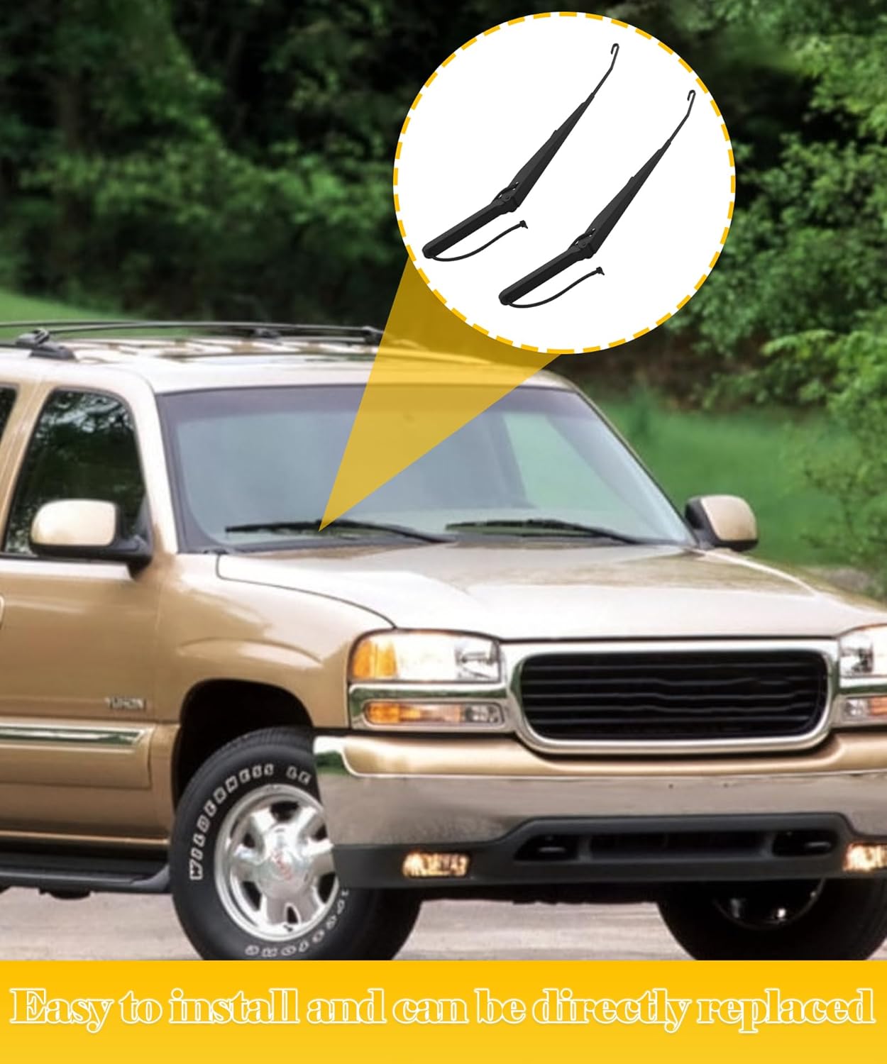 1 Pair Front Windshield Wiper Arm Replacement Kit Fits for 1999-2002 GMC,Chevrolet,Chevy,Yukon XL 1500 2500 Sierra 3500 Suburban Silverado HD Replaces 12487596,15761496,12487597,15761497,42548,42535