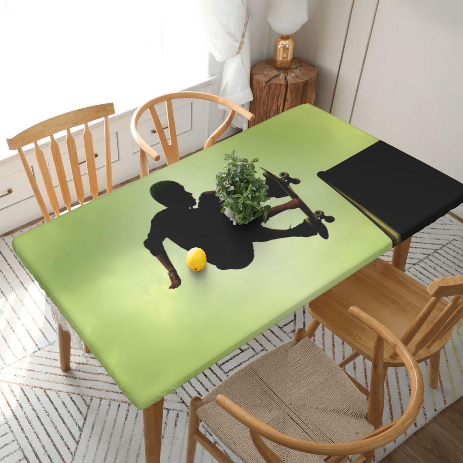BNVSADC Skateboard Printed 5FT Tablecloth Polyester Kitchen Water Resistant Table Cloth Dining Table Decoration Table Covers, 152x76 CM