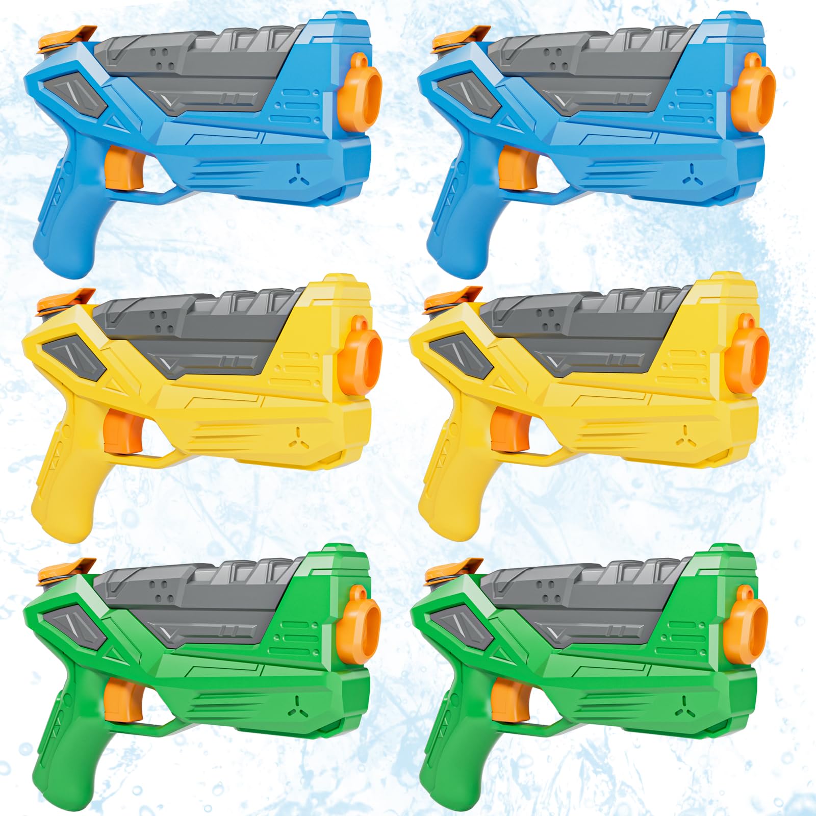 ZEBNYYA 6 Pack Water Gun for Kids, Squirt Gun with Trigger, Long Range Water Pistol Gun, Super Water Blaster Soaker Squirters Toys for Summer Outdoor Pool Beach Yard Party Play