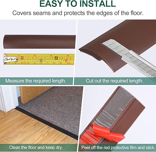 Miniatura 5 de uxcell Tira de borde de suelo autoadhesiva, tira de transición de alfombra a azulejos, tira de borde para borde de puerta de altura inferior a 0.118