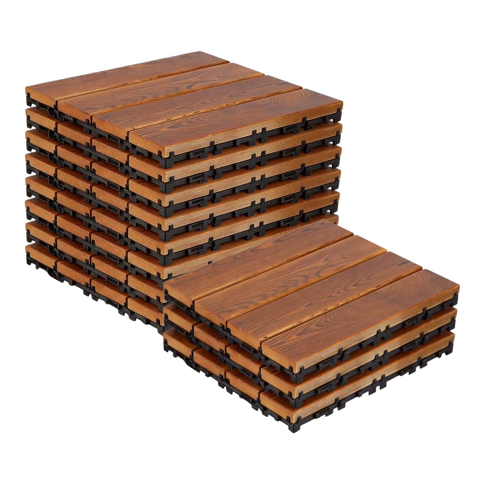 Dalles de Terrasse Emboîtables, Caillebotis Bois Exterieur Dur Résistantes, Planches de Terrasse pour Patio, Balcon, Arrière-Cour et Bord de Piscine, 30x30x2.3cm(Size:11 pcs,Color:A)