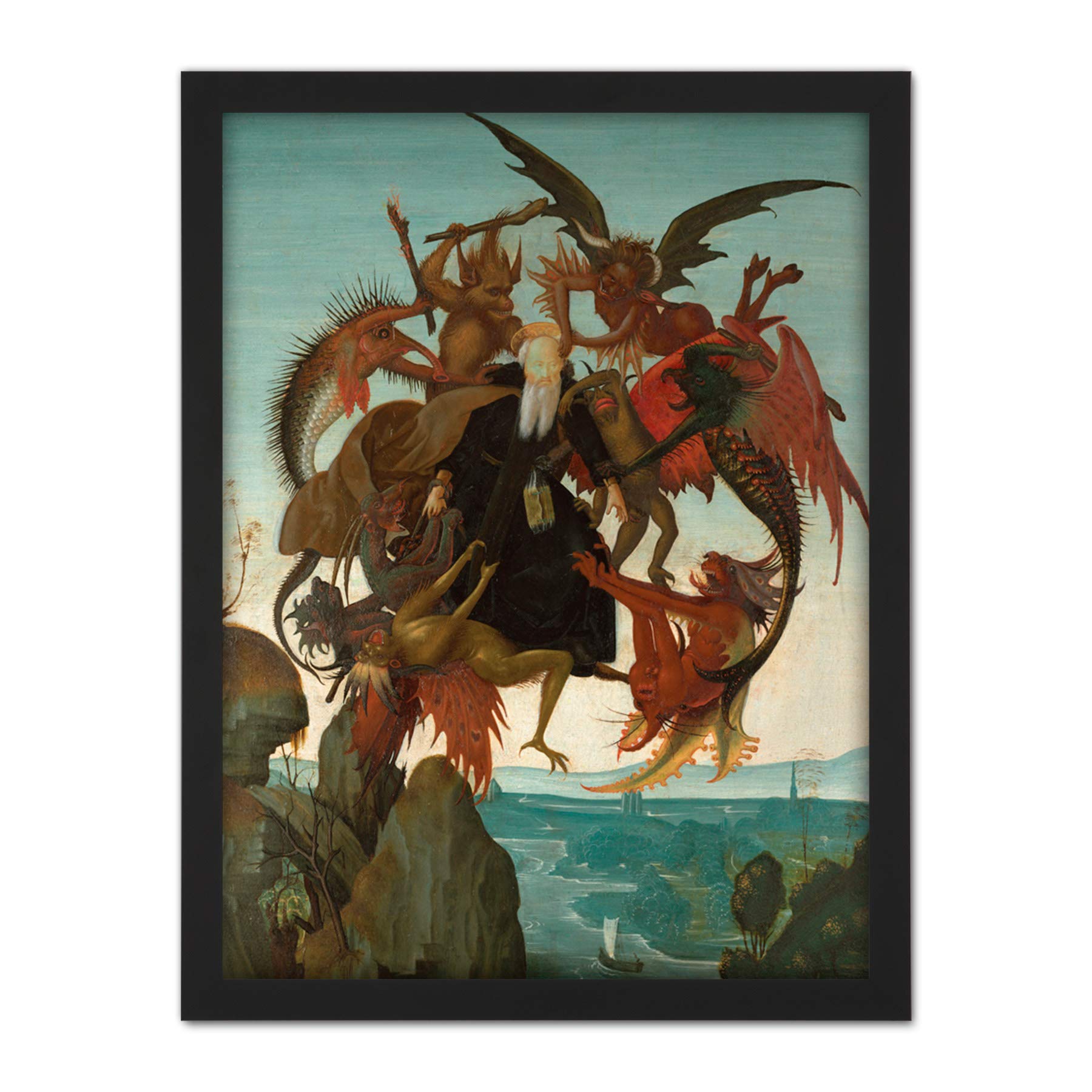 Artery8 Michelangelo Buonarroti Torment St Anthony Painting Artwork Framed Wall Art Print 18X24 Inch