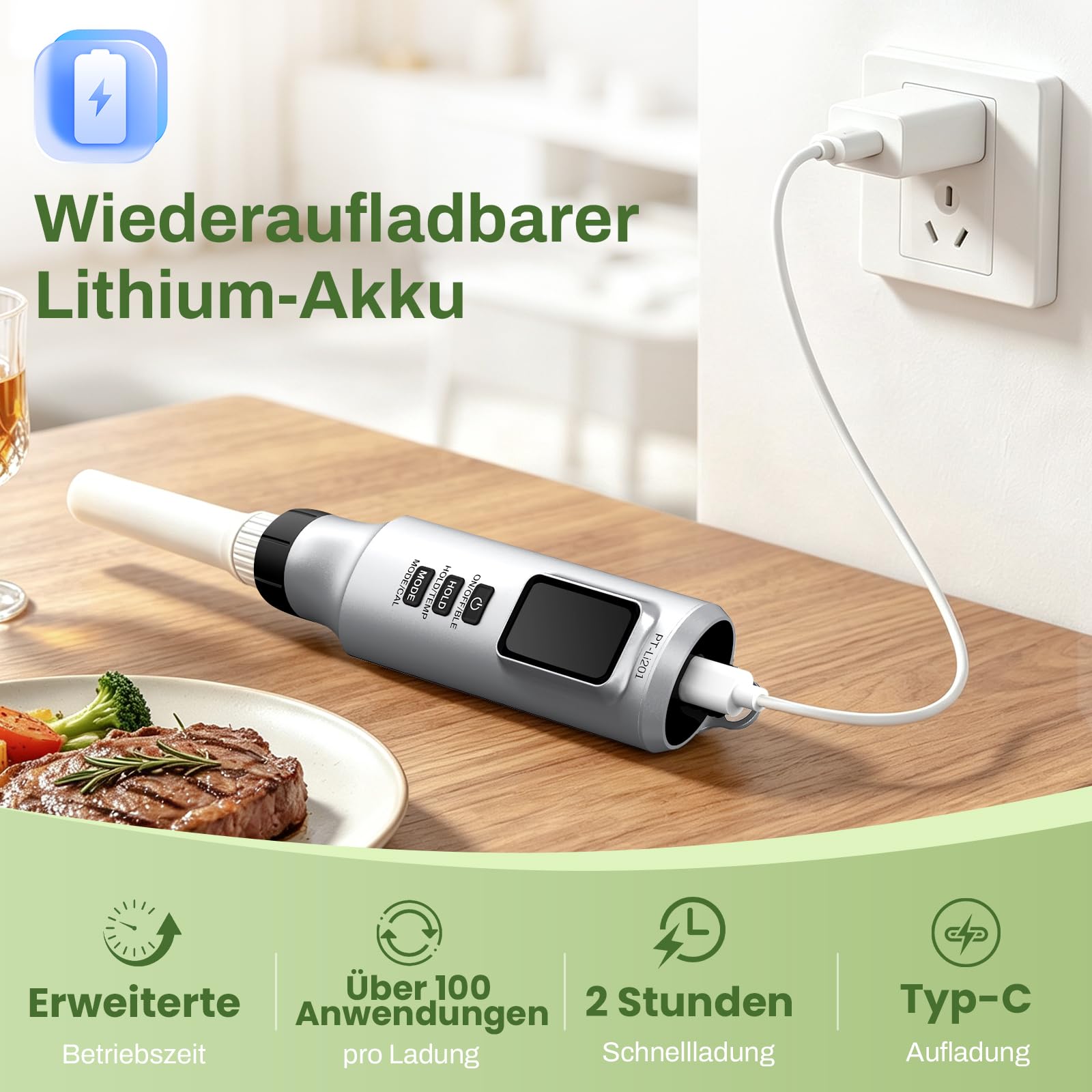 Intelligentes pH Messgerät mit App, Digitales pH Tester für Lebensmittel und Wasser mit Kalibrierpulver, pH Meter mit ATC für Sauerteig, Käse, Brot, Fleisch und fermentierte Getränke & Lebensmittel