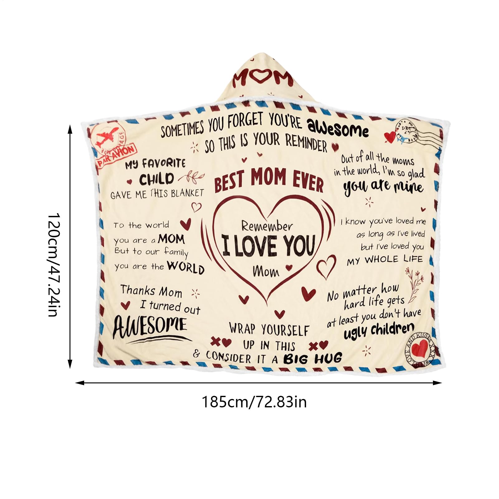 Coperta Mamma Da Figlio Con Cappuccio Design A Busta In Flanella Calda E | Coperte Da Figlia Per Mamma Ideale Per Donna Fidanzata Compleanno Decorazione Casa Spa Viaggio Campeggio Aria