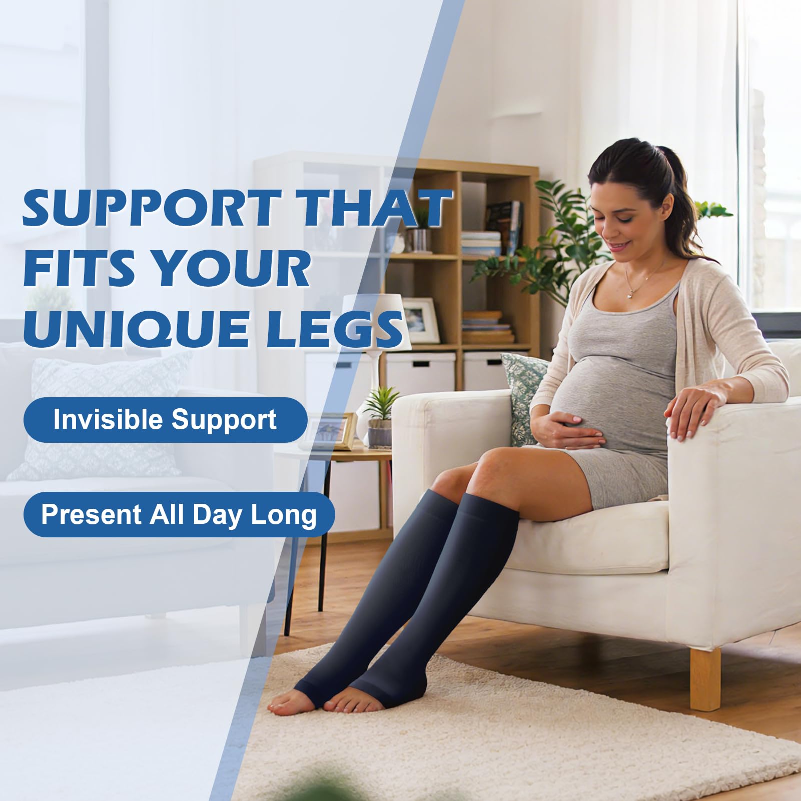Calze A Compressione 20-30 MmHg Alte Fino A Coscia – Uomo/Donna, Nero, Traspiranti