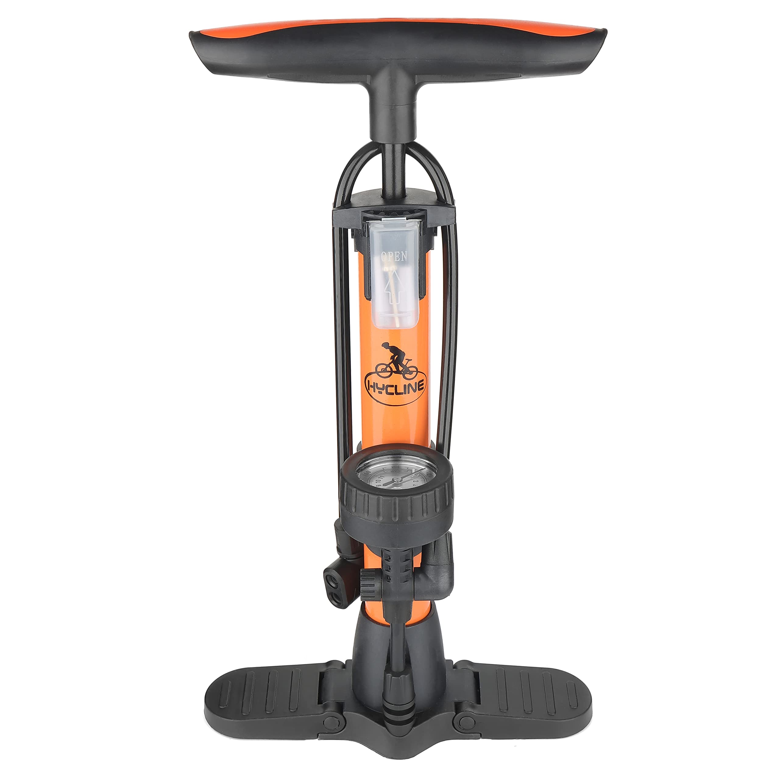 Hycline Bike Floor Pump with pressure gauge,Bicycle Pump,With Presta & Schrader Valves For Bike Tire,Ball,Air Cushion