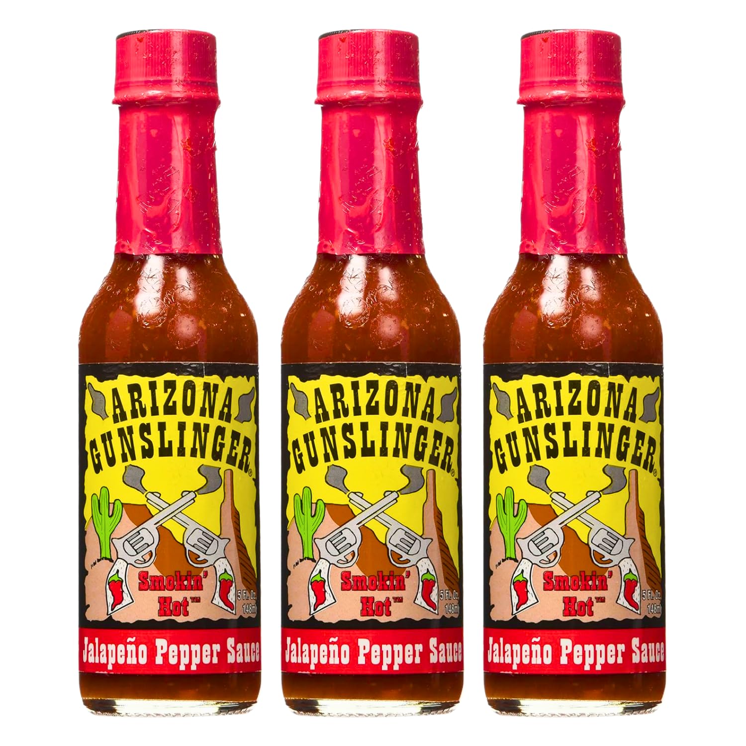 RetailSource Arizona Gunslinger Smokin' czerwony sos pieprzowy jalapeño, 142 ml, 3 butelki