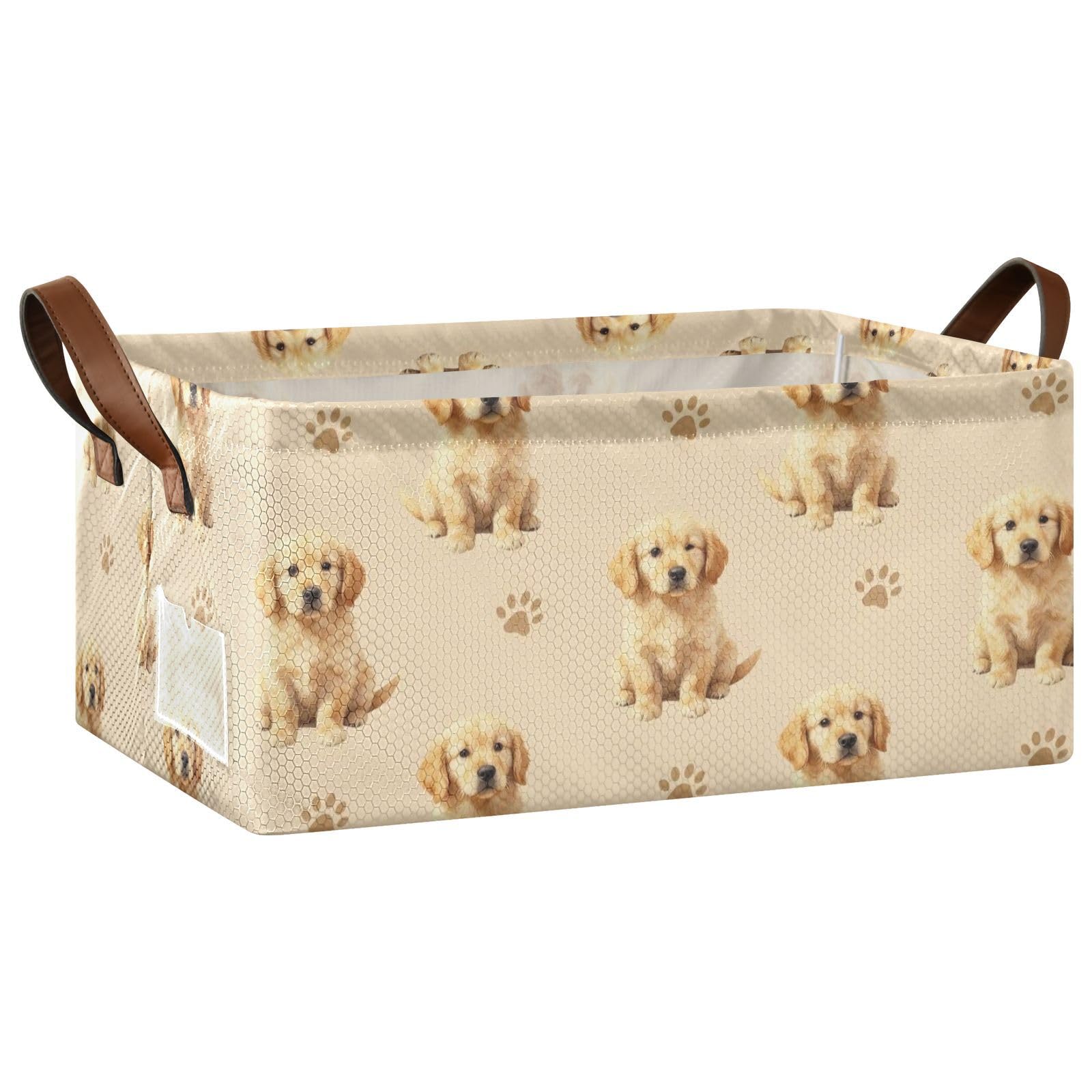 Poubelle en polyester durable FRODOTGV motif pattes beige pour une décoration soignée
