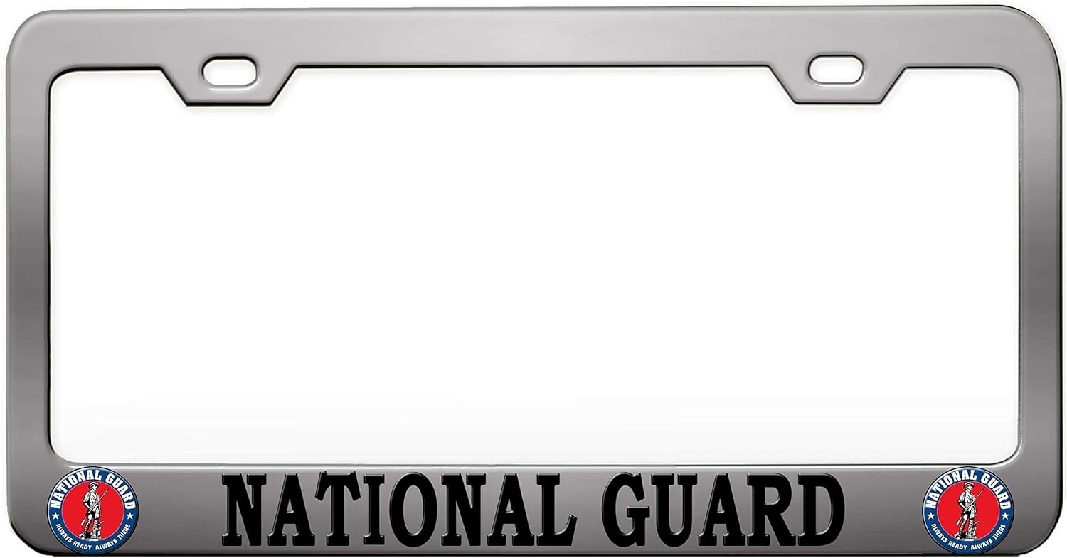 National Guard National Guard Chrome Steel Metal License Plate Frame Auto Car SUV Tag Holder, W67