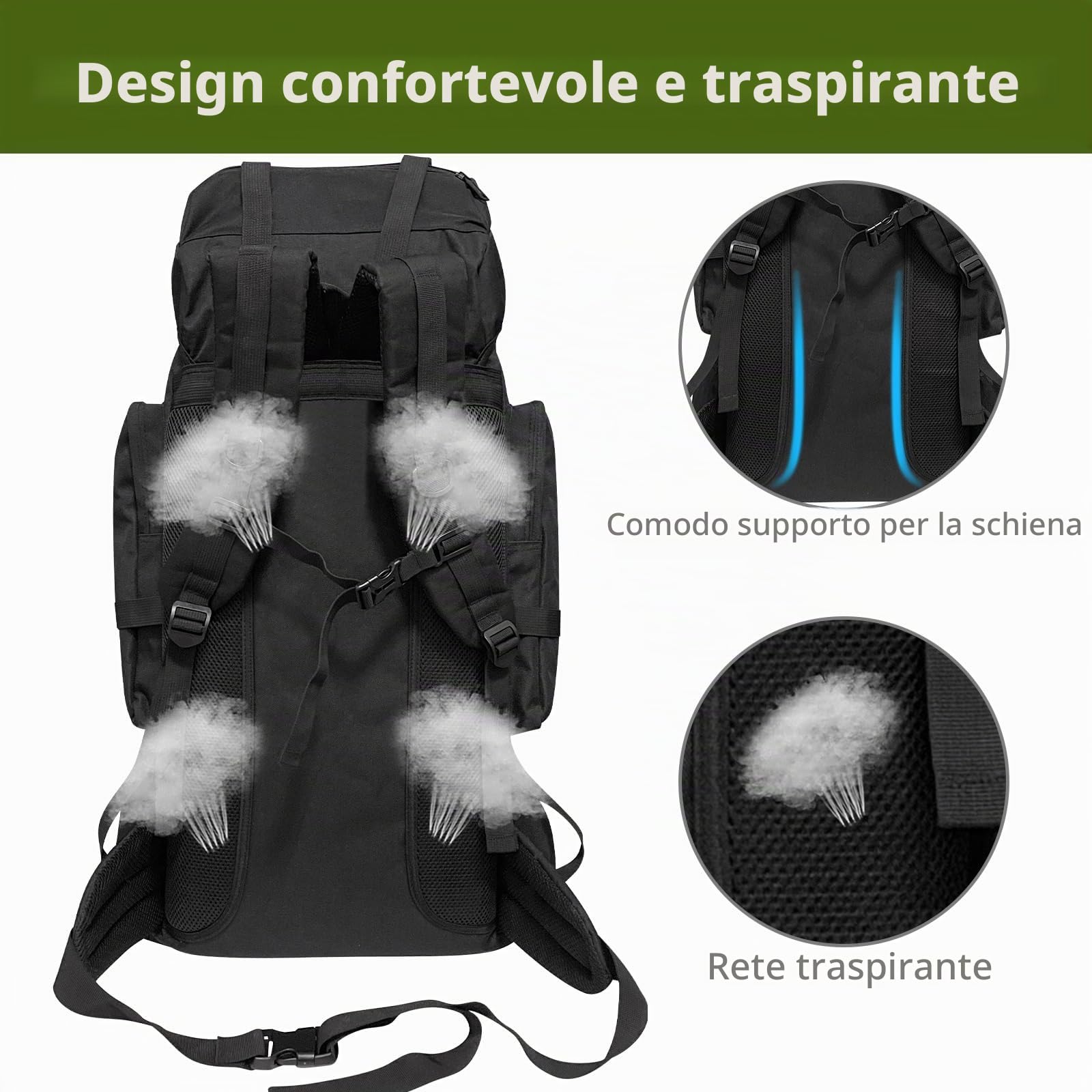 Zaino tattico militare Molle da 80 l, zaino da campeggio con scomparto per scarpe, zaino leggero da uomo, zaino da viaggio, zaino di sopravvivenza borsa
