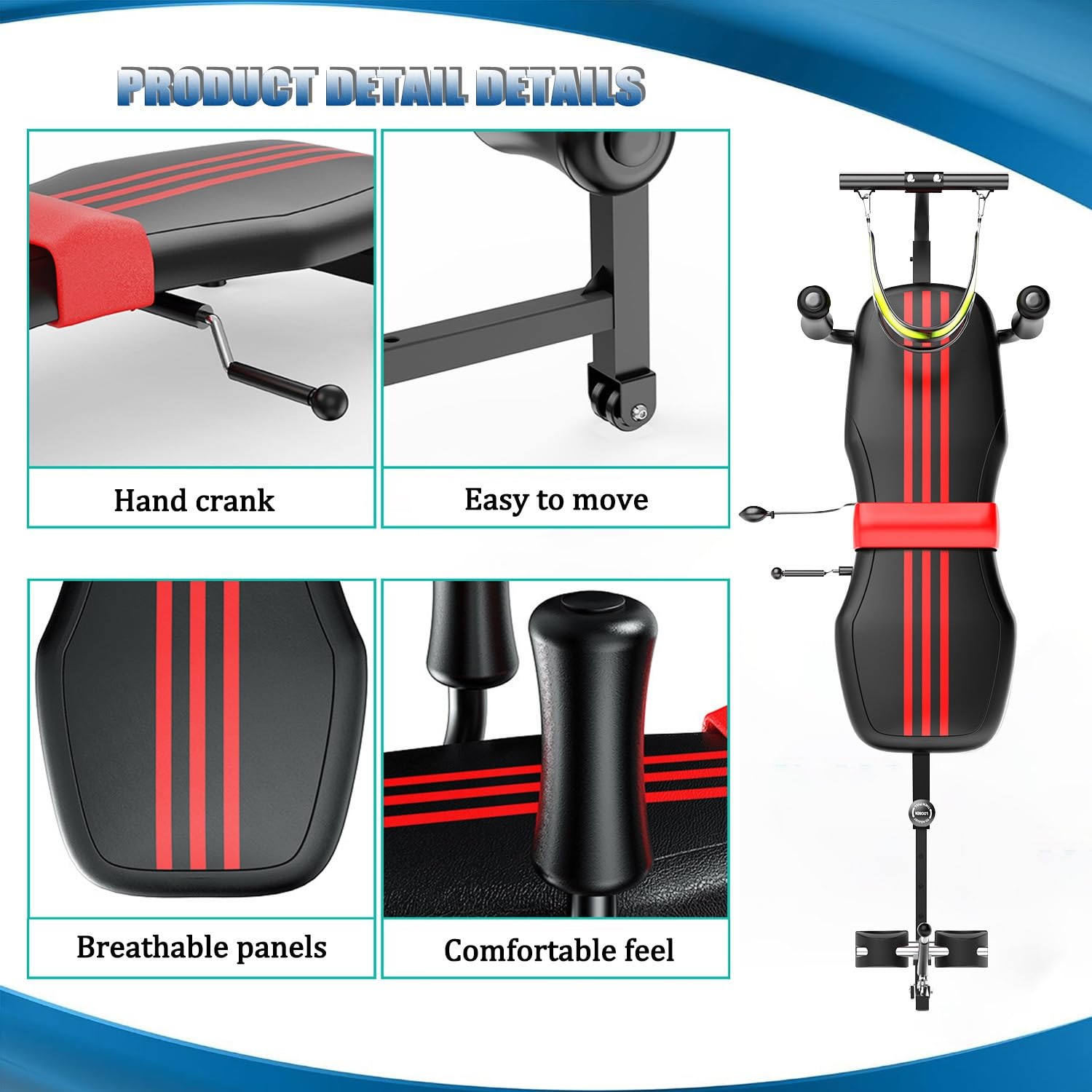 Rücken-Stretch-Bank, Mobile Rückenstreck Streckbank für Home Fitness, Rückenschmerzen Relief, Zurück Stretcher Dekompression, Maximale Gewichtskapazität 330 Lbs