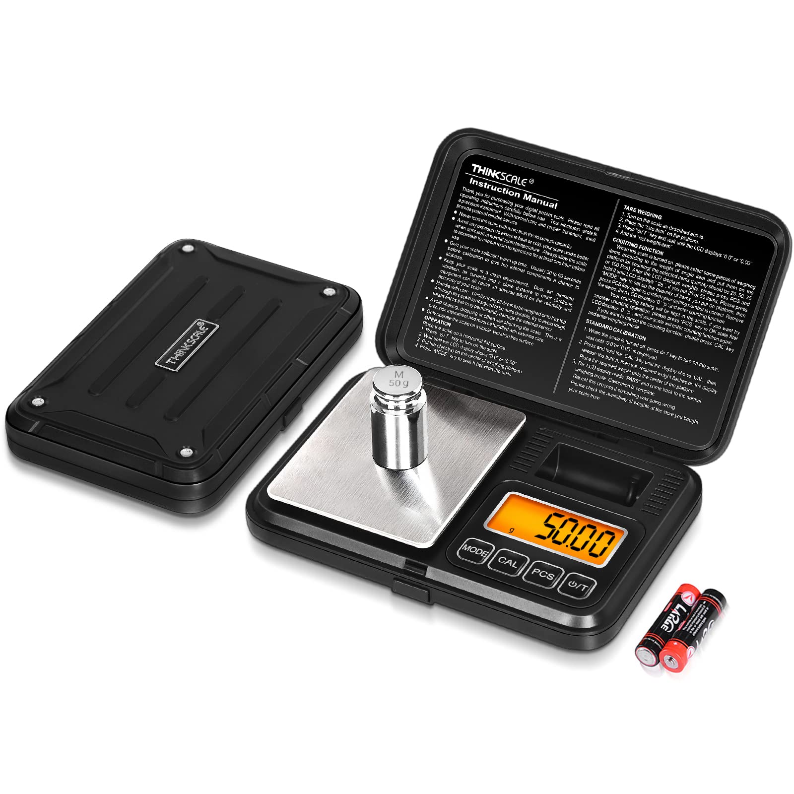 THINKSCALEDigital Pocket Scale 200g/ 0.01g, Gram Scale with LCD Backlit, Tare, Mini Scale 6 Modes, Small Scales Digital Gram and Oz for Jewelry, Powder, Herbs, Coins, Spices, Battery Included