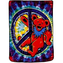 Sunshine Joy Grateful Dead Cozy Fleece Throw Blanket 50x60 Inches Tie Dye Peace Bear