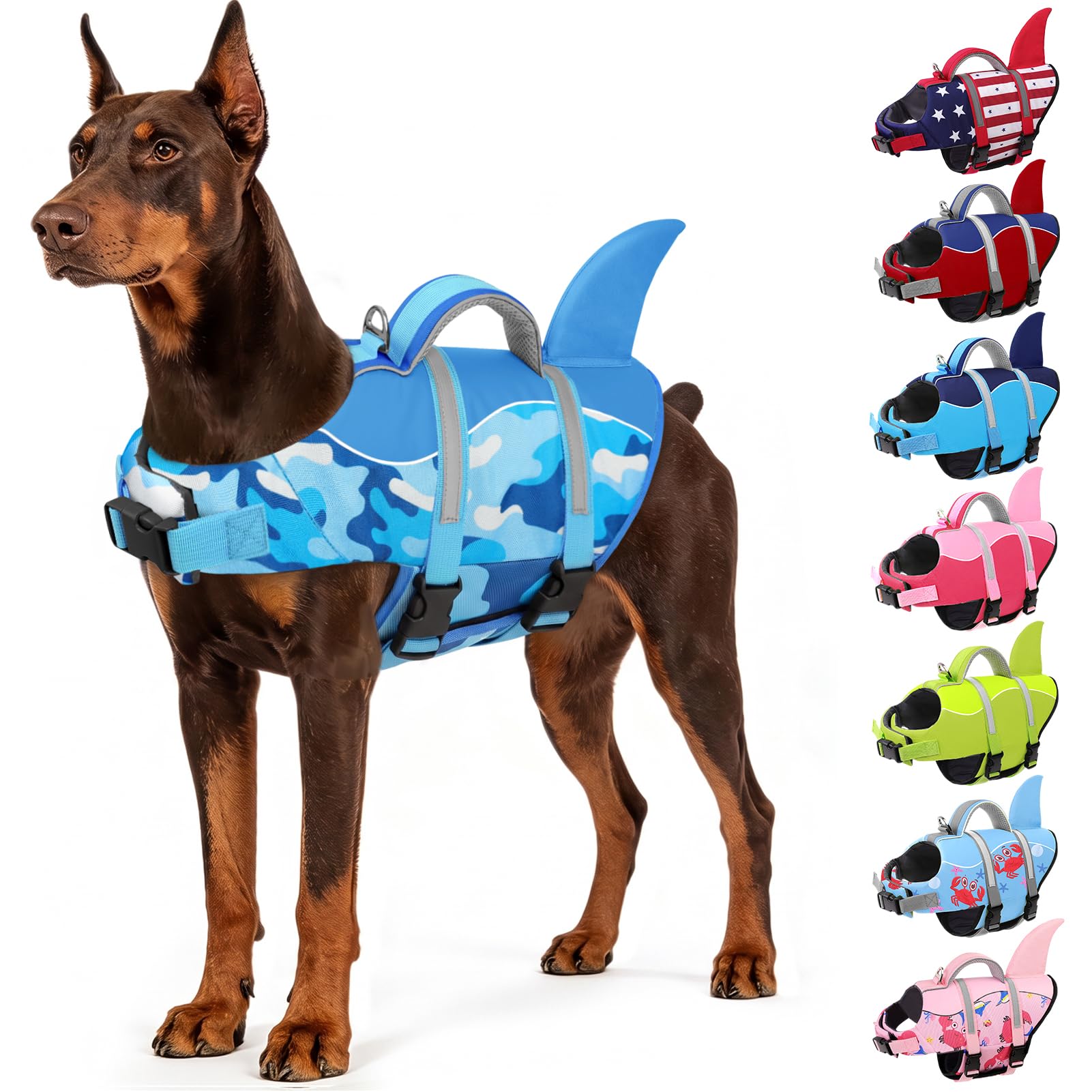 AOFITEE Dog Life Jacket Shark Large Dog Safety Vest, XL