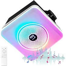 Bathroom Exhaust Fan with Bluetooth Speaker,Bathroom Fan Light,Plug&amp;Play,230 CFM 1.0 Sone,Strong Wind Force&amp;Quiet,Noise-cancelling Bluetooth dual speakers,7color dynamic&amp;3color lighting,3year warranty