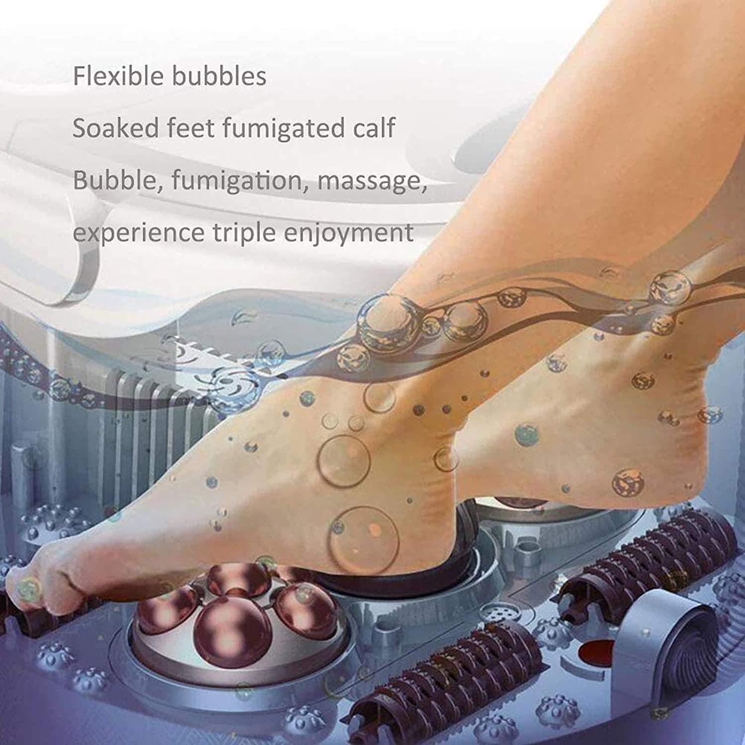 Massaggiatore per pediluvio con luce rossa e calore, pedicure termostatico per pedicure, con 4 rulli di mais per massaggio motorizzati, 2 rulli per tai chi, bolle e display a LED, alleviare lo stres
