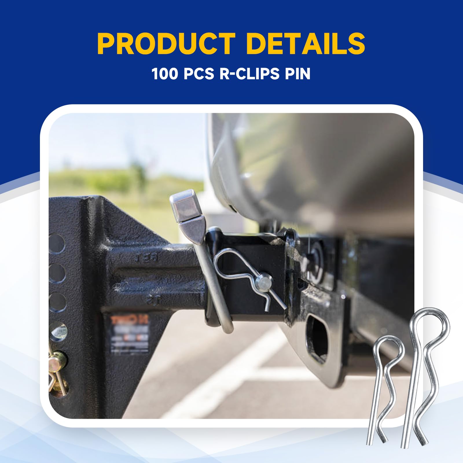 100 Pcs Cotter Pins Assortment Kit, Stainless Steel R Clips Split Pins Retaining Spring Hitch - Image 3