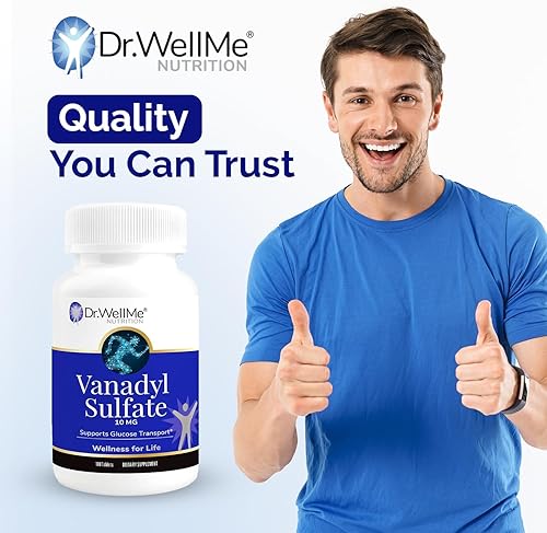 Miniatura 10 de Dr.WellMe Nutrition Suplemento de sulfato de vanadilo de 10 mg, mantiene un nivel saludable de azúcar en la sangre, 100 tabletas