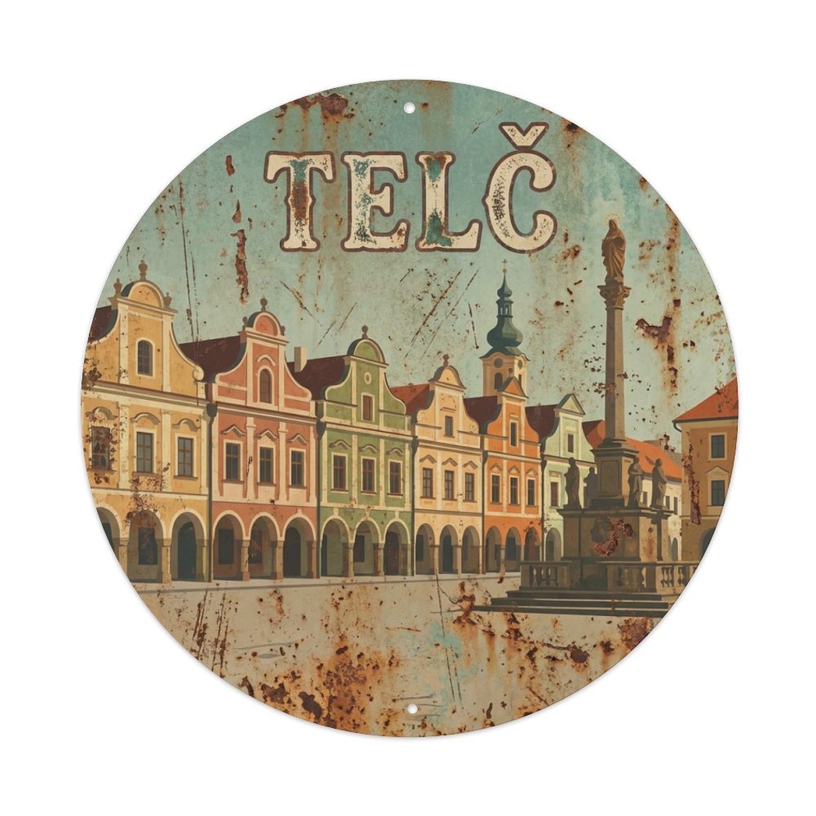 Galvaxio Style Retro Travel Czech Telc 1 Metal Tin Sign