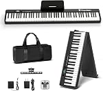 Clavier Piano Portable, Piano pliant numérique semi-pondéré 88 Clé, Pleine Taille, Grain de bois, Clavier Piano électrique avec/MIDI Bluetooth, Convient aux adultes, Tout-petit