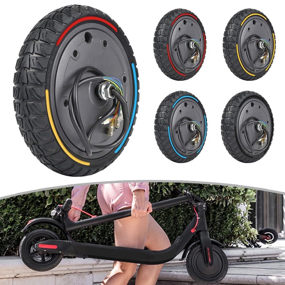 Rueda de motor de neumático sólido de 36 V 350 W, para scooter eléctrico M365 de 8,5 x 2 – 6,1, 215 x 102 mm, goma + aleación de aluminio (azul)