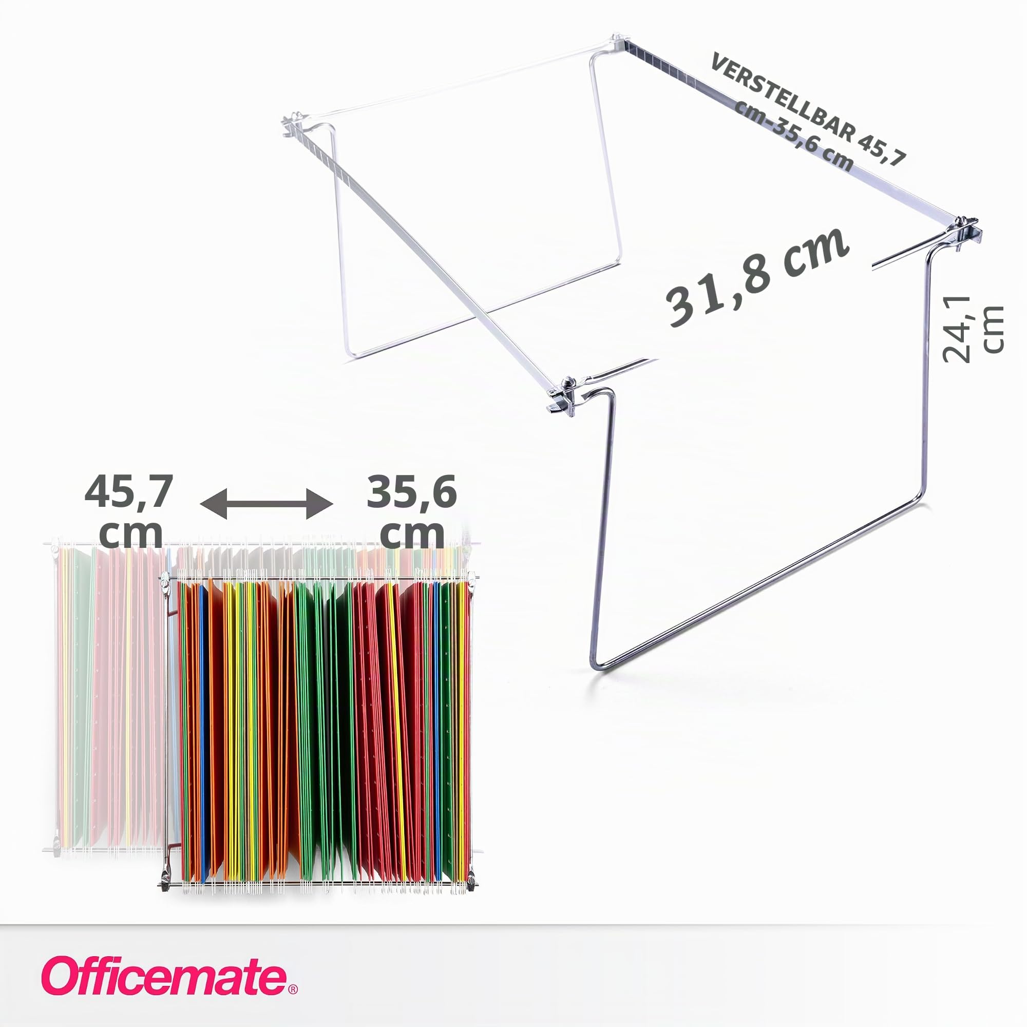 Officemate Hängeregistraturrahmen, Briefgröße, verstellbar, 35,6 bis 45,7 cm, 2 Stück (1 Stück), Silber, 91990